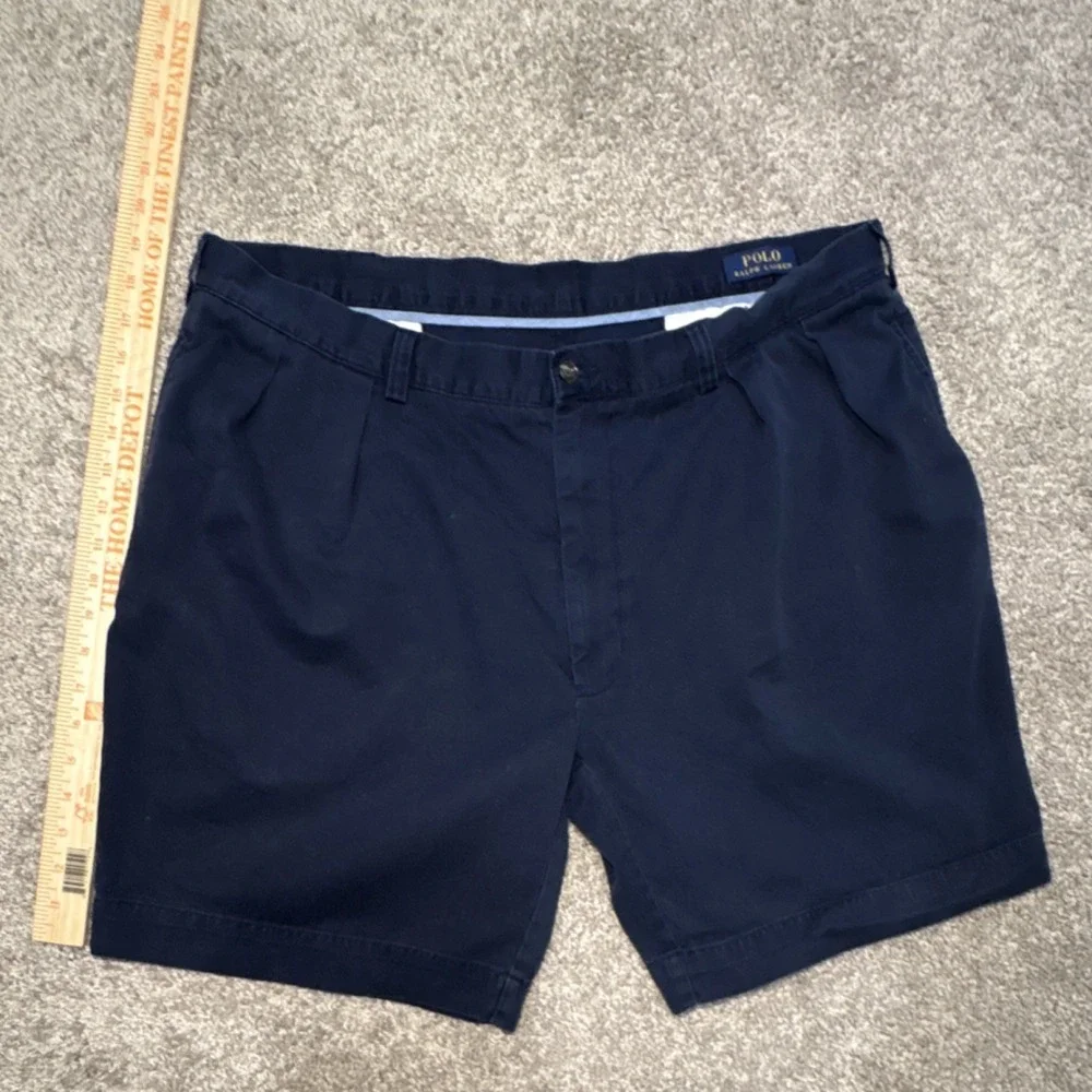 Polo Ralph Lauren Men's Navy‎ Chino Shorts Pleated Front Solid Button Pockets